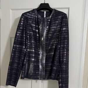 Elegant Metallic Leather Jacket
